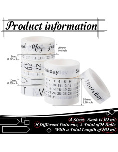 Conjunto de 9 Rollos de Cinta Washi Chuangdi para Planificación 2