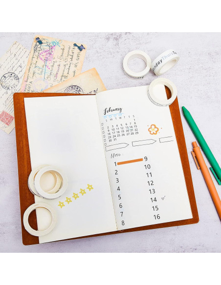 Conjunto de 9 Rollos de Cinta Washi Chuangdi para Planificación