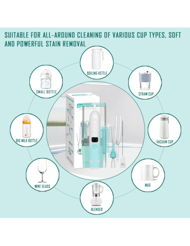 Limpiador Eléctrico de Botellas Vessena - Cerdas 360