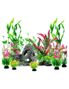Accesorios para Acuarios QUOZUO 12 Plantas Artificiales Coloridas