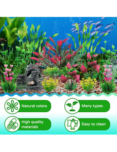 Accesorios para Acuarios QUOZUO 12 Plantas Artificiales Coloridas 2