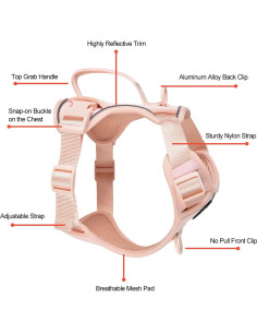 Arnés Chaleco para Perros Pequeños Petmolico Rosa Reflectante 2