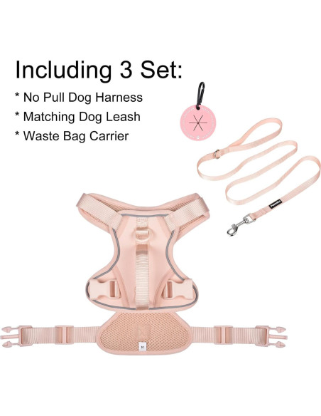 Arnés Chaleco para Perros Pequeños Petmolico Rosa Reflectante