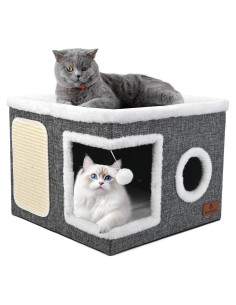 Cama para Gatos PETTDATE con Almohadilla y Cojín Reversible