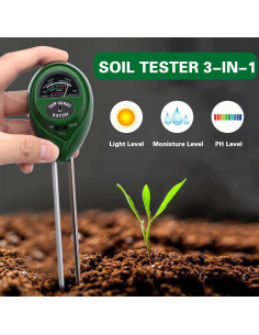 Medidor de Humedad del Suelo AACGIN 3 en 1 con pH y Luz 2
