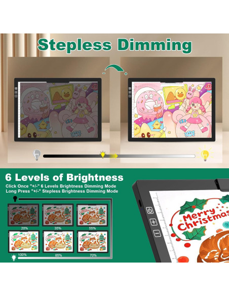 Mesa de Luz A4 Wsenlight Inalámbrica Recargable LED 6 Niveles