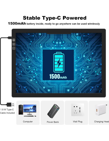 Mesa de Luz A4 Wsenlight Inalámbrica Recargable LED 6 Niveles