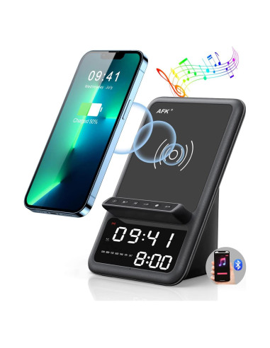 Estación de Carga Inalámbrica AFK BT512-012 con Altavoz y Reloj