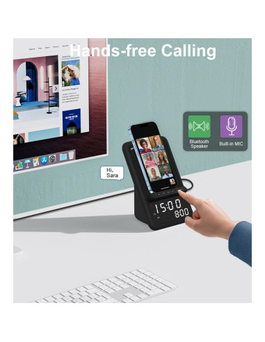 Estación de Carga Inalámbrica AFK BT512-012 con Altavoz y Reloj