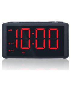Reloj Despertador Digital FUHONGYUAN Rojo con Radio AM/FM