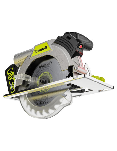Sierra Circular Inalámbrica YOWMOFT 20V 6.5" Sin Escobillas