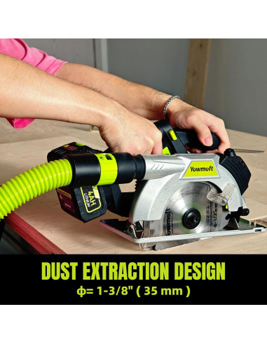 Sierra Circular Inalámbrica YOWMOFT 20V 6.5" Sin Escobillas