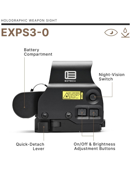 Visor Holográfico EOTECH EXPS3-0 para Caza, Negro