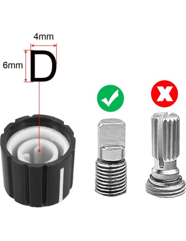 Perillas de Control de Potenciómetro uxcell 5 Pcs Tipo D 4x6mm Negras