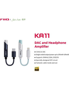 Adaptador de audio FiiO KA11 USB C a 3.5mm HiFi 32bit/384KHz 2