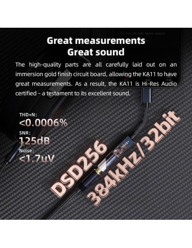 Adaptador de audio FiiO KA11 USB C a 3.5mm HiFi 32bit/384KHz