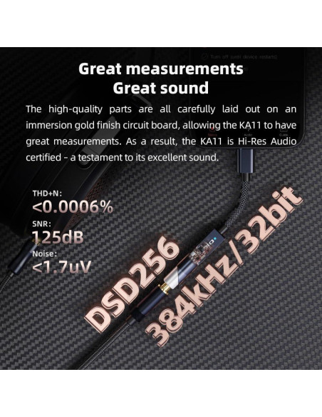 Adaptador de audio FiiO KA11 USB C a 3.5mm HiFi 32bit/384KHz