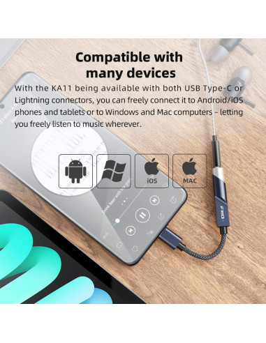 Adaptador de audio FiiO KA11 USB C a 3.5mm HiFi 32bit/384KHz