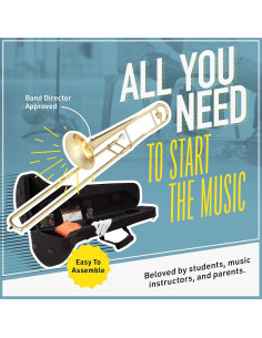 Trompeta Tenor Mendini B Bemol Oro para Principiantes con Kit Completo 2