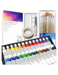 Juego de Pintura Acuarela CHROMATEK - Kit 62 Piezas para Artistas