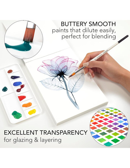 Juego de Pintura Acuarela CHROMATEK - Kit 62 Piezas para Artistas