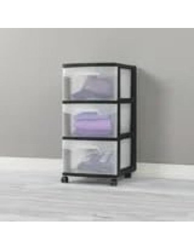 Carro de Almacenamiento 3 Cajones Genérico Negro 65.09 cm