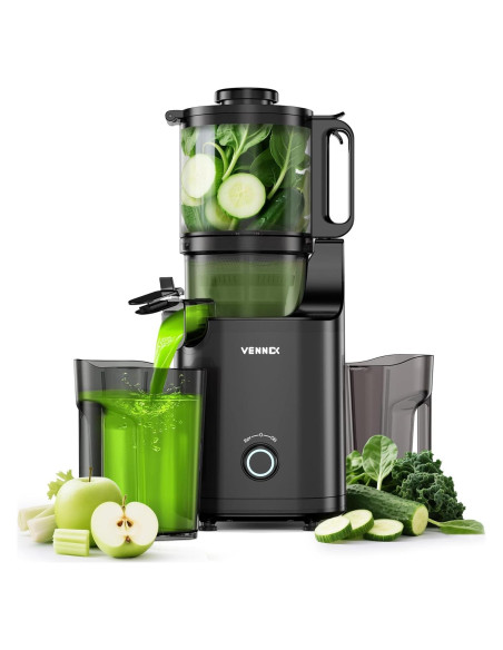 Exprimidor de Prensa en Frío VENNEX 50 oz Negro Doble Tornillo