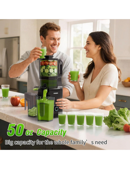 Exprimidor de Prensa en Frío VENNEX 50 oz Negro Doble Tornillo