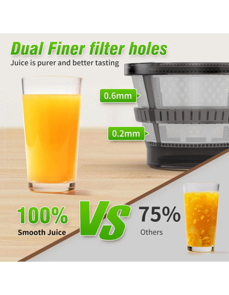 Exprimidor de Prensa en Frío VENNEX 50 oz Negro Doble Tornillo