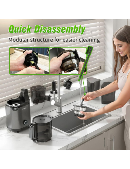 Exprimidor de Prensa en Frío VENNEX 50 oz Negro Doble Tornillo