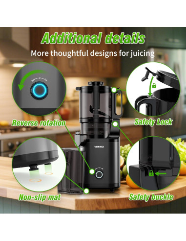 Exprimidor de Prensa en Frío VENNEX 50 oz Negro Doble Tornillo