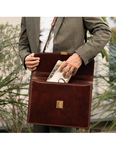 Maletín de Cuero Time Resistance - Funda para Laptop 39.5x29.5cm