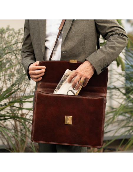 Maletín de Cuero Time Resistance - Funda para Laptop 39.5x29.5cm