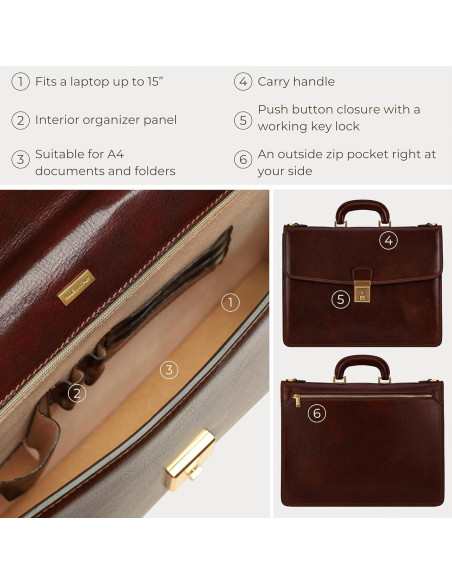 Maletín de Cuero Time Resistance - Funda para Laptop 39.5x29.5cm