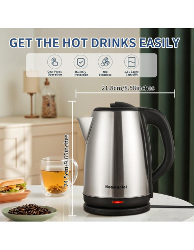 Hervidor Eléctrico HEAMANTOL 1.8L 700W Acero Inoxidable