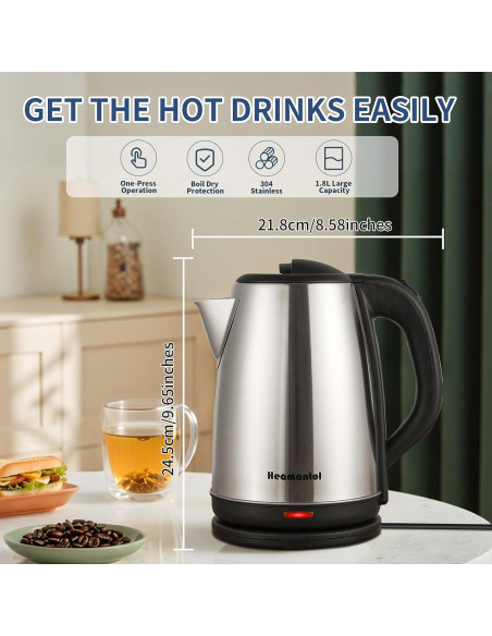 Hervidor Eléctrico HEAMANTOL 1.8L 700W Acero Inoxidable