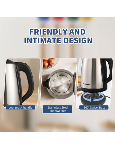 Hervidor Eléctrico HEAMANTOL 1.8L 700W Acero Inoxidable