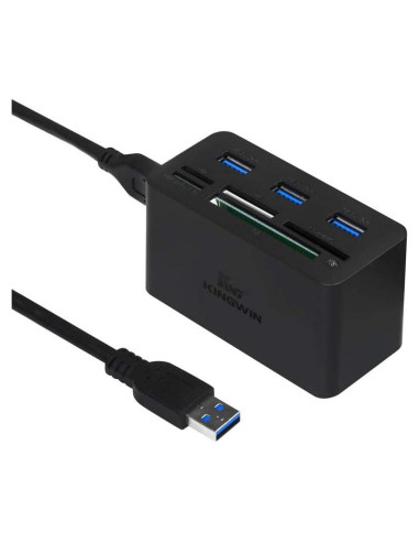 Adaptador HUB USB 3.0 Kingwin con Lector de Tarjetas 5 en 1