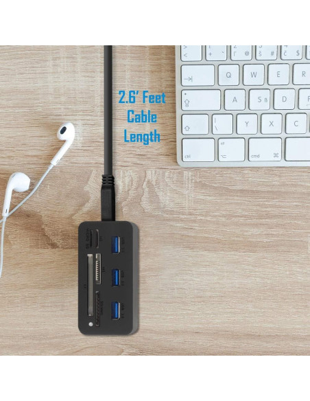 Adaptador HUB USB 3.0 Kingwin con Lector de Tarjetas 5 en 1