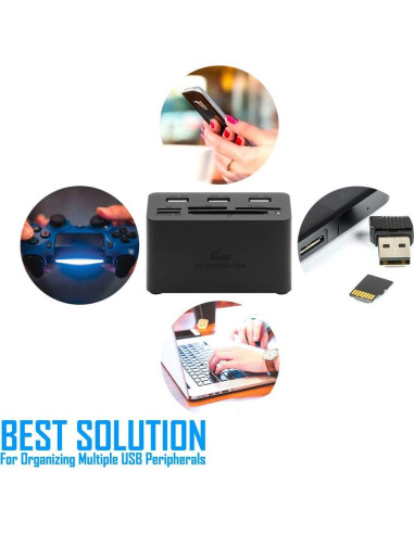 Adaptador HUB USB 3.0 Kingwin con Lector de Tarjetas 5 en 1