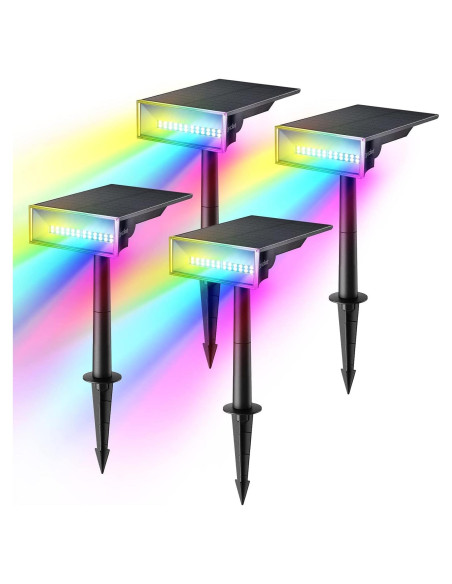 Luces Solares de Jardín Consciot, Paquete de 4, Multicolor IP65