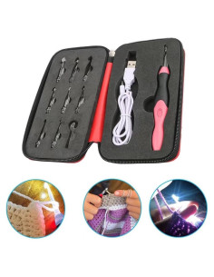 Juego de Ganchillos Iluminados JahyShow 9 Piezas 2.5mm a 6.5mm