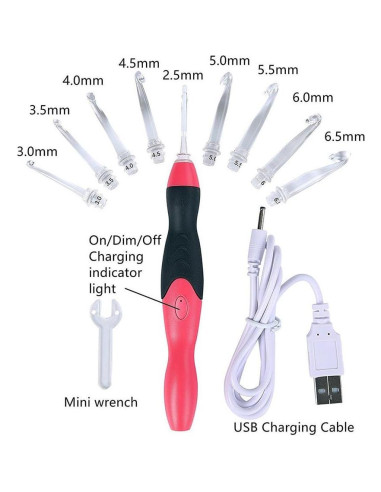 Juego de Ganchillos Iluminados JahyShow 9 Piezas 2.5mm a 6.5mm