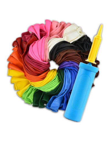 Paquete de 150 globos 12" QRabbit con bomba de mano - Colores surtidos