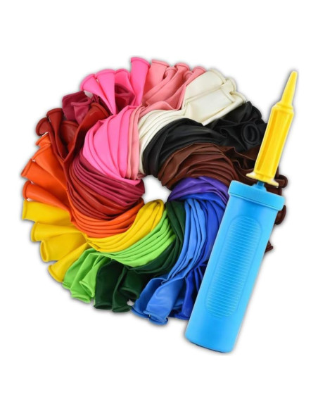 Paquete de 150 globos 12" QRabbit con bomba de mano - Colores surtidos