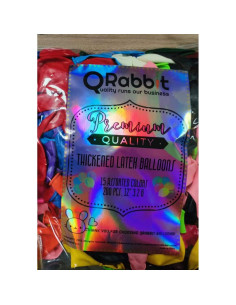 Paquete de 150 globos 12" QRabbit con bomba de mano - Colores surtidos 2