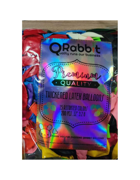 Paquete de 150 globos 12" QRabbit con bomba de mano - Colores surtidos