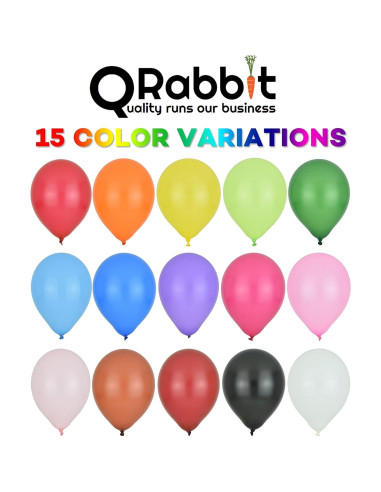 Paquete de 150 globos 12" QRabbit con bomba de mano - Colores surtidos