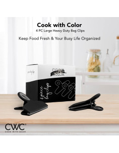 Clips para Bolsas COOK WITH COLOR - Paquete de 4 Grandes Negros 2