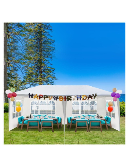 Carpa de Fiesta 10x20ft Myoihomora Blanca Impermeable con Paredes